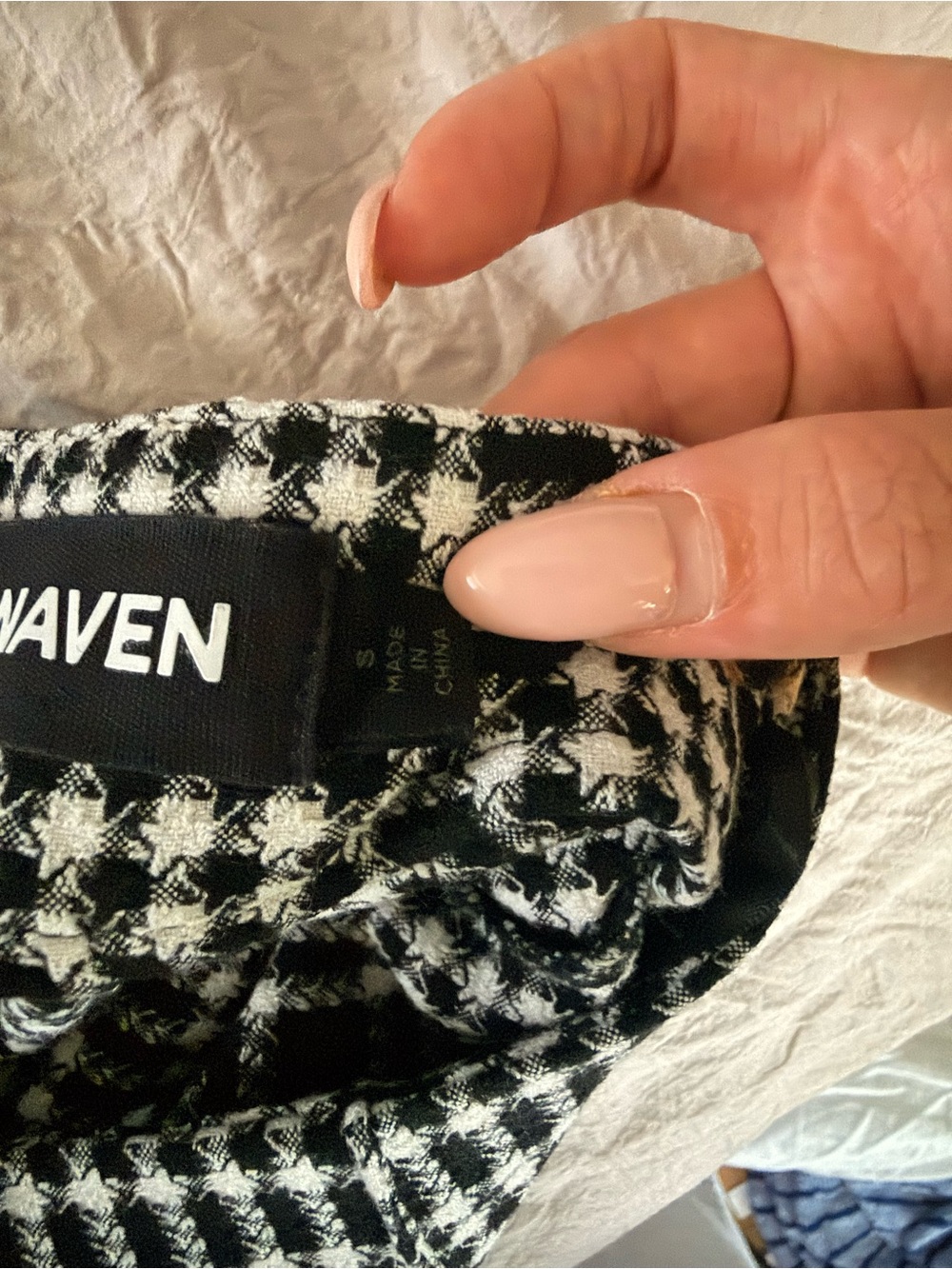 Naven Black & White Houndstooth Skirt